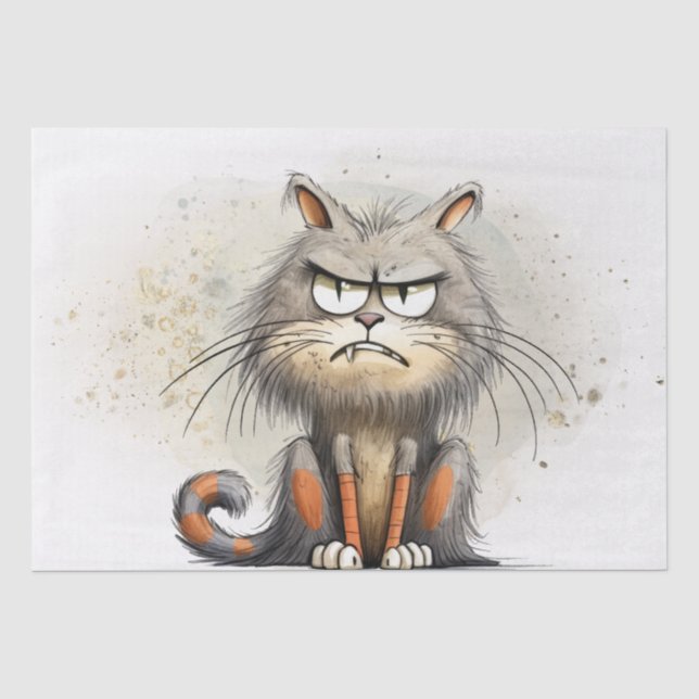Funny Cat Cartoon Seidenpapier (Vorderseite)