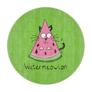 Funny Cat Cartoon Watermelon Kinder Schneidebrett