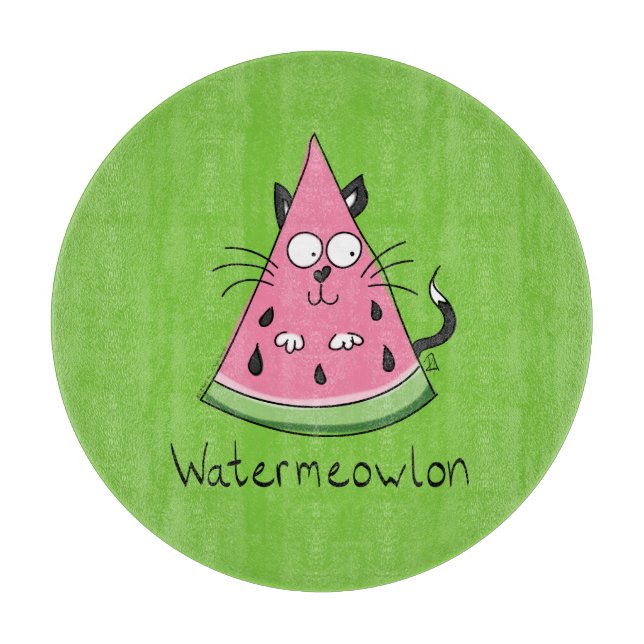 Funny Cat Cartoon Watermelon Kinder Schneidebrett (Vorderseite)