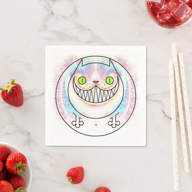Funny Cat Cheshire Cat Party Paper Napkins Serviette (Beispiel)