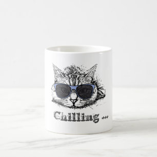 Funny Cat Chilling mit Niedlicher Sonnenbrille Kaffeetasse