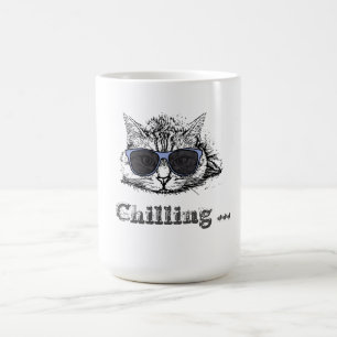 Funny Cat Chilling mit Niedlicher Sonnenbrille Kaffeetasse