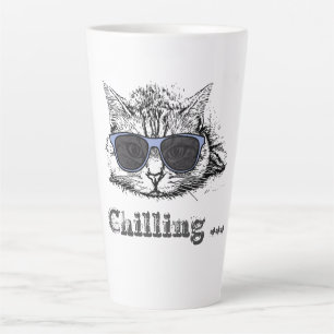 Funny Cat Chilling mit Niedlicher Sonnenbrille Milchtasse