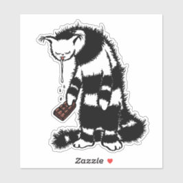Funny Cat Chocolate Lover - Tinte Gezeichnet Drool Aufkleber