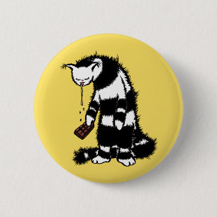 Funny Cat Chocolate Lover - Tinte Gezeichnet Drool Button