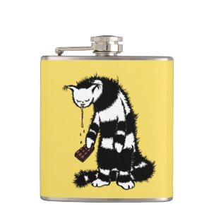 Funny Cat Chocolate Lover - Tinte Gezeichnet Drool Flachmann