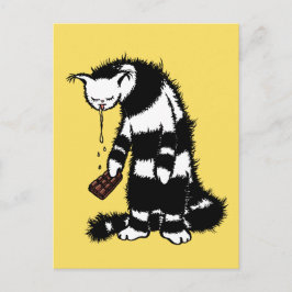 Funny Cat Chocolate Lover - Tinte Gezeichnet Drool Postkarte