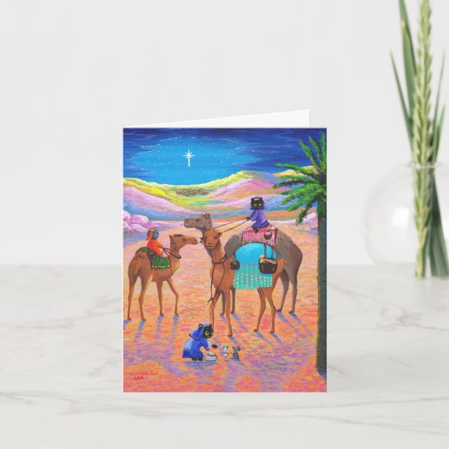 Funny Cat Christliche Weihnachtskarte Creationarts Feiertagskarte (Vorderseite)