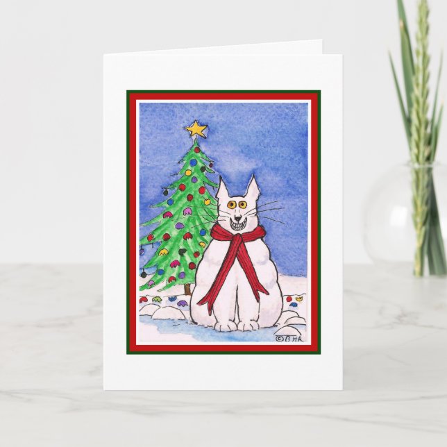 Funny Cat Christmas Card Feiertagskarte (Vorderseite)