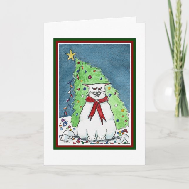 Funny Cat Christmas Card Feiertagskarte (Vorderseite)