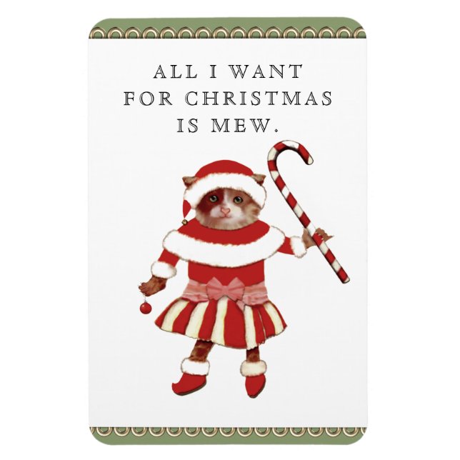Funny Cat Christmas Cards Magnet (Vertikal)