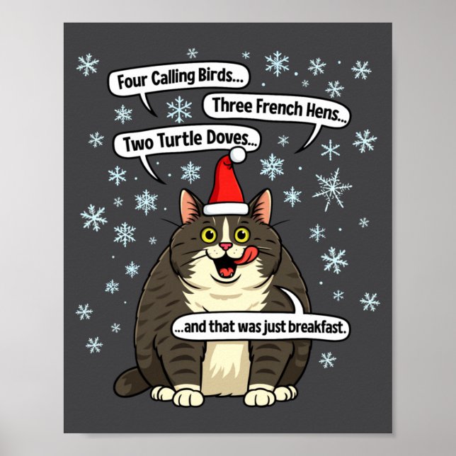 Funny Cat Christmas Carol Meme Merch Santa Hat Kit Poster (Vorne)
