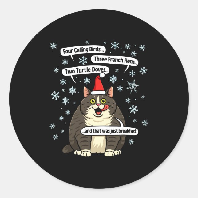 Funny Cat Christmas Carol Meme Merch Santa Hat Kit Runder Aufkleber (Vorderseite)
