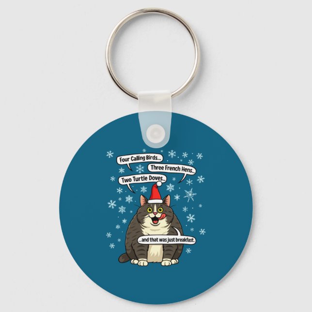 Funny Cat Christmas Carol Meme Merch Santa Hat Kit Schlüsselanhänger (Vorderseite)