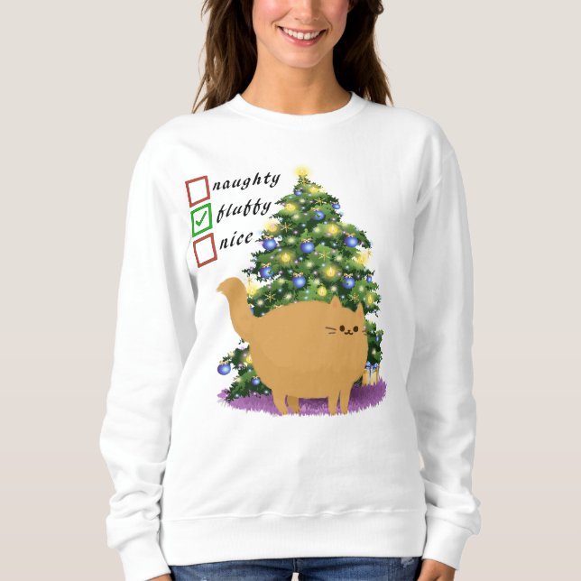 Funny Cat Christmas Checklist Sweatshirt (Vorderseite)