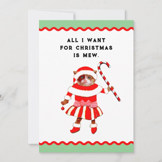 Funny Cat Christmas Feiertagskarte (Vorderseite)