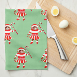 Funny Cat Christmas Holiday Gift Geschirrtuch