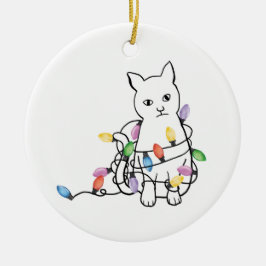 Funny Cat Christmas Holiday Keramik Ornament