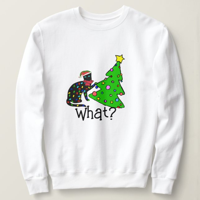 Funny Cat Christmas Hoodie - Tree Sweatshirt (Design vorne)