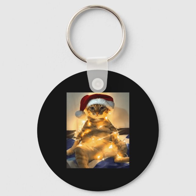 Funny Cat Christmas Meme Shirt Cute Holiday Meme C Schlüsselanhänger (Vorderseite)