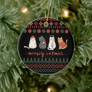Funny Cat Christmas Pub - Katze Weihnachten Keramik Ornament