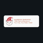 Funny Cat Christmas Return Address Label<br><div class="desc">Eine niedliche und lustige Katze mit einem festlichen Winterferienhut. Originelle Kunst von Nic Squirrell. Ändern Sie den Namen und die Adresse,  um zu personalisieren.</div>