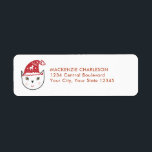 Funny Cat Christmas Return Address Label<br><div class="desc">Eine niedliche und lustige Katze mit einem festlichen Winterferienhut. Originelle Kunst von Nic Squirrell. Ändern Sie den Namen und die Adresse,  um zu personalisieren.</div>