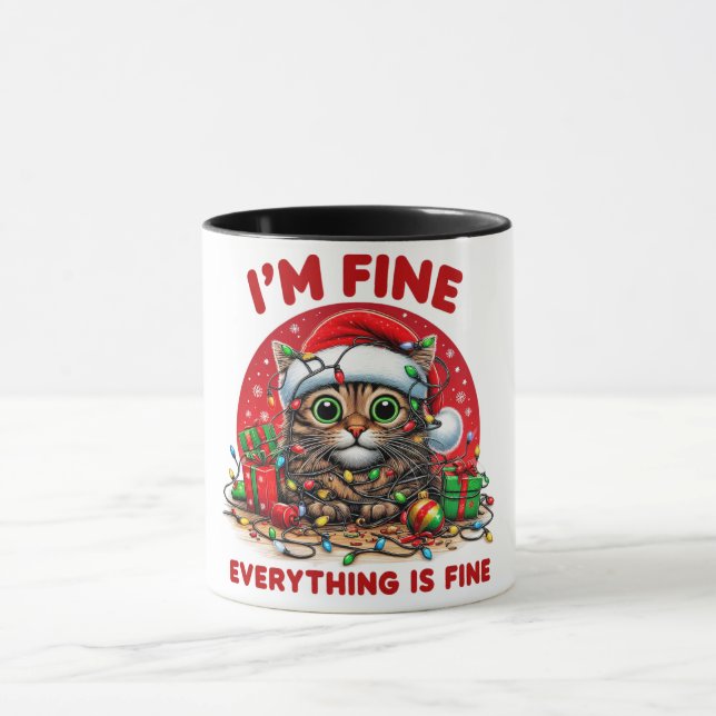 Funny Cat Christmas Tasse (Zentrum)