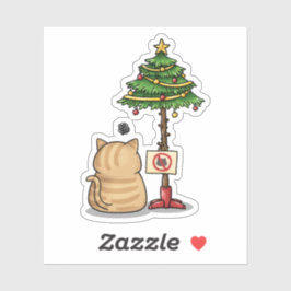 Funny Cat Christmas Tree Aufkleber