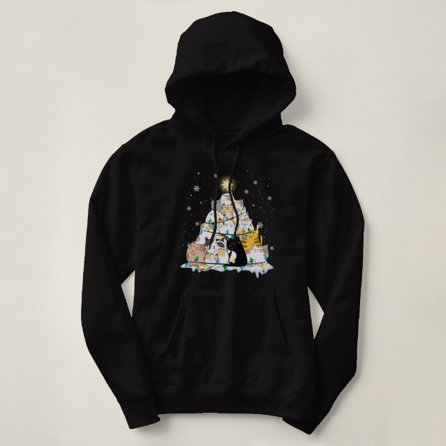 Funny Cat Christmas Tree Cute Cats Design Women Me Hoodie (Design vorne)