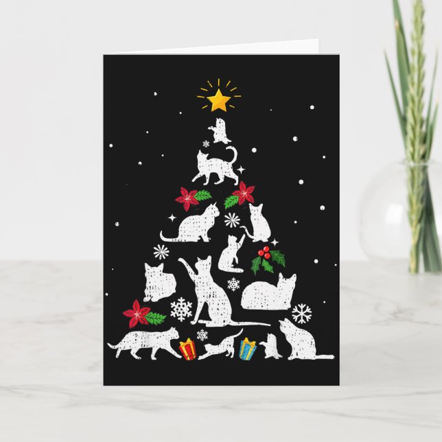 Funny Cat Christmas Tree For Men Women Kids  Karte (Vorderseite)