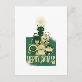 Funny Cat Christmas Tree Merry Catmas Grafik Postkarte