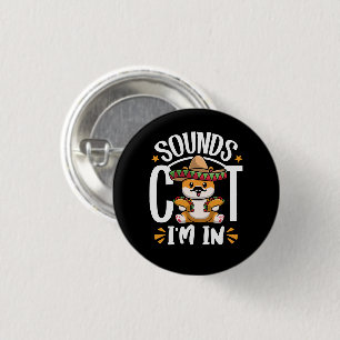 Funny Cat Cinco De Mayo Gift Sombrero Tacos Lover Button