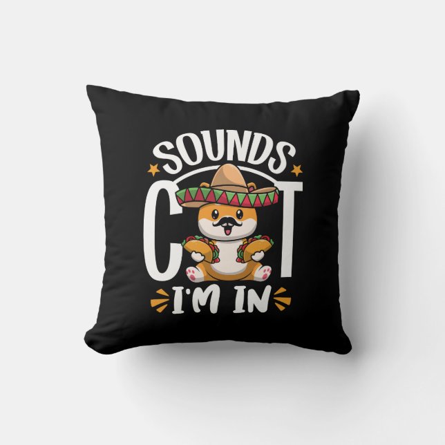 Funny Cat Cinco De Mayo Gift Sombrero Tacos Lover Kissen (Vorderseite)