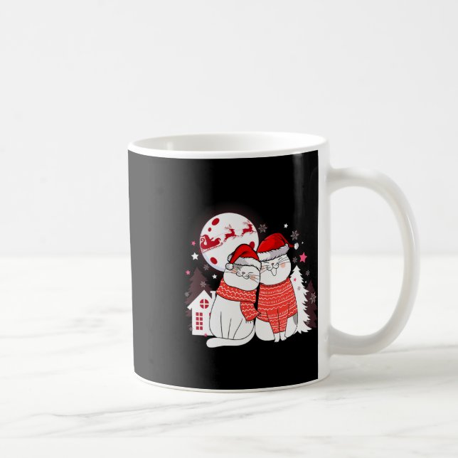 Funny Cat Couple Weihnachtsmannmütze Weihnachten S Kaffeetasse (Rechts)