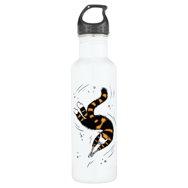 Funny Cat Creature mit Skelettgriff Hand schwimmen Edelstahlflasche (Vorderseite)