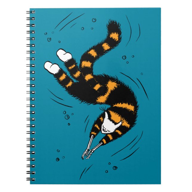 Funny Cat Creature Skeleton Hände schwimmen Dunkel Notizblock (Vorderseite)