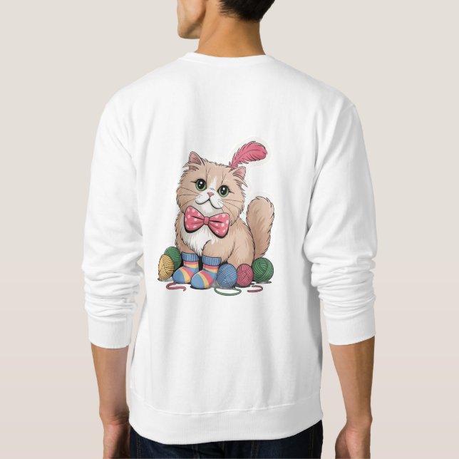 Funny Cat Design T-Shirt | Cute &Cat Lover Gift Sweatshirt (Rückseite)