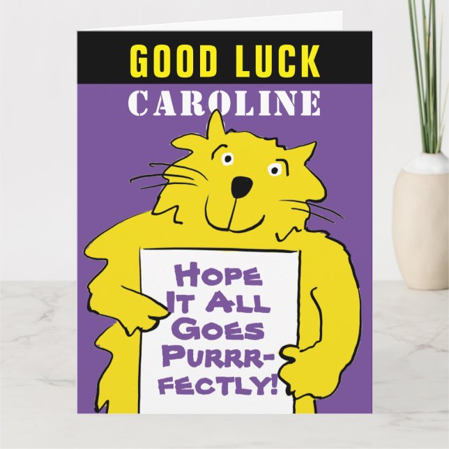 Funny Cat Design Viel Glück Wish mit einem Cat Pub Karte (Vorderseite)