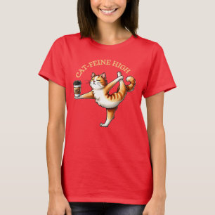 Funny Cat Doing Yoga und Kaffee T-Shirt