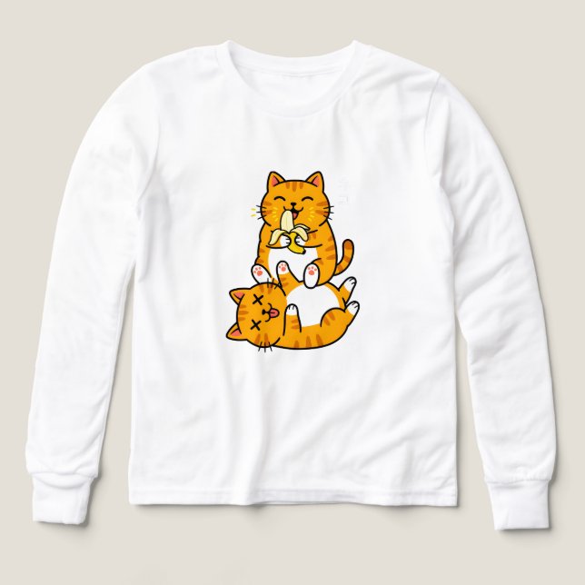 Funny Cat Eating Banana Neko Cute Cartoon Orange (Motif recto)