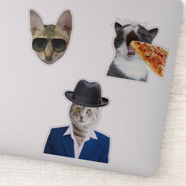 Funny Cat Eating Pizza Aufkleber (Detail)
