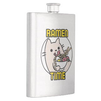 Funny Cat Eating Ramen Cat Lover Pet Eigentümer Flachmann