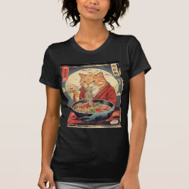 Funny cat Eating Ramen Japanese for cat lovers T-Shirt