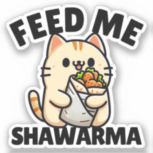 Funny Cat Eating Shawarma Wrap Fütterte Me Shawarm Aufkleber