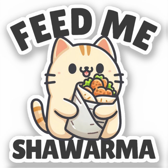 Funny Cat Eating Shawarma Wrap Fütterte Me Shawarm Aufkleber (Vorderseite)