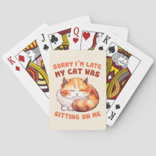 Funny Cat Entschuldigung - Verspätung wegen meiner Spielkarten