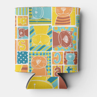Funny Cat Fabric Patchwork Wallpaper Dosenkühler