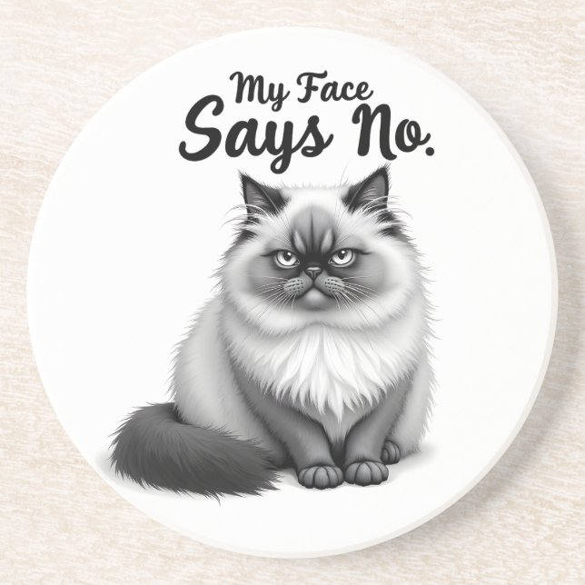 Funny Cat Face Illustration – Minimal Cute Cat Art Getränkeuntersetzer (Vorne)