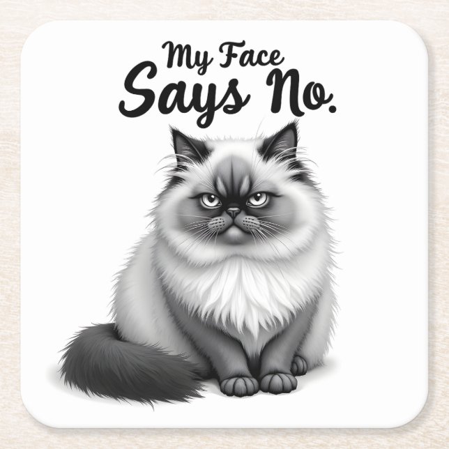 Funny Cat Face Illustration – Minimal Cute Cat Art Rechteckiger Pappuntersetzer (Vorderseite)